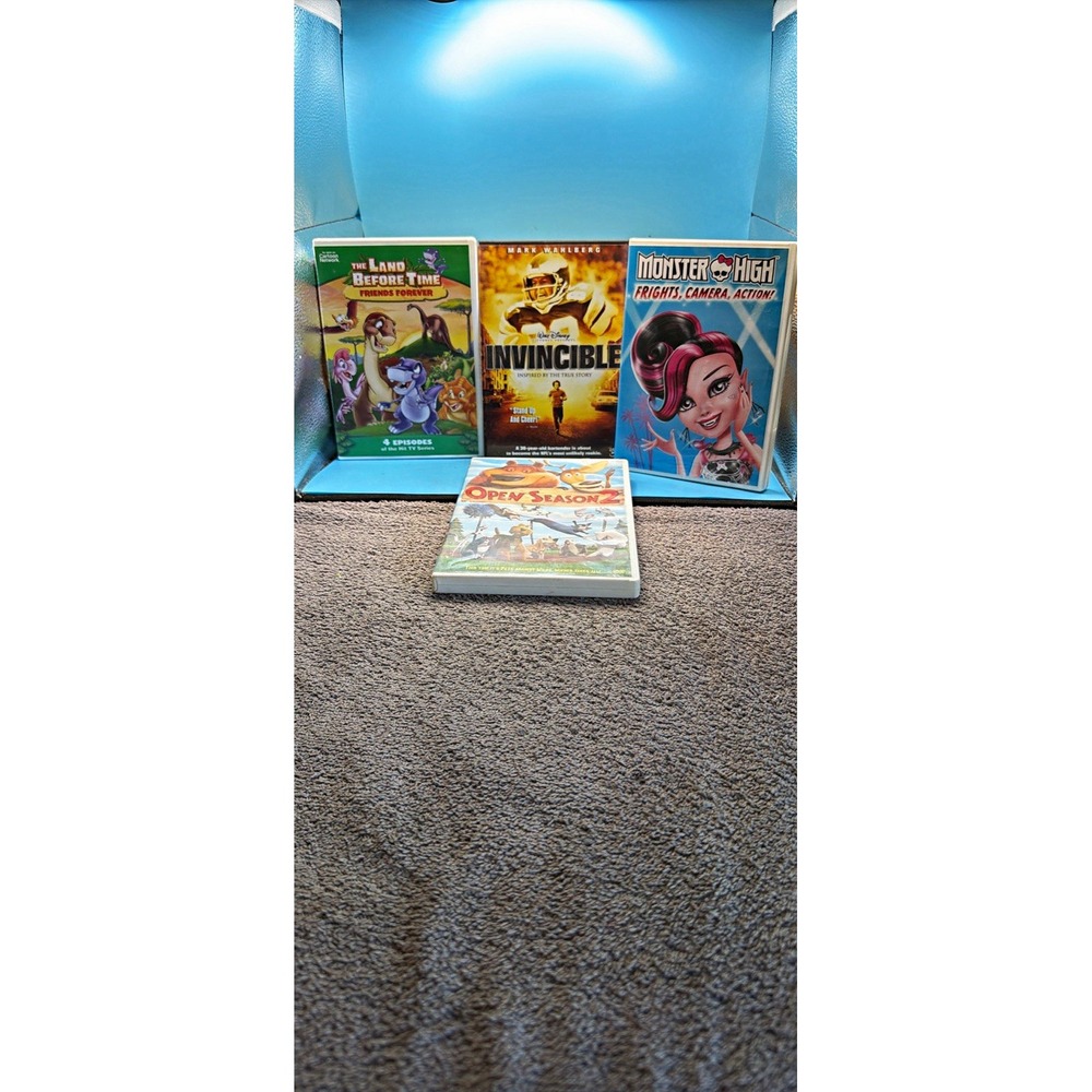 Family pack of 4 dvds Invincible,Open Season 2, Monster High & The open season .